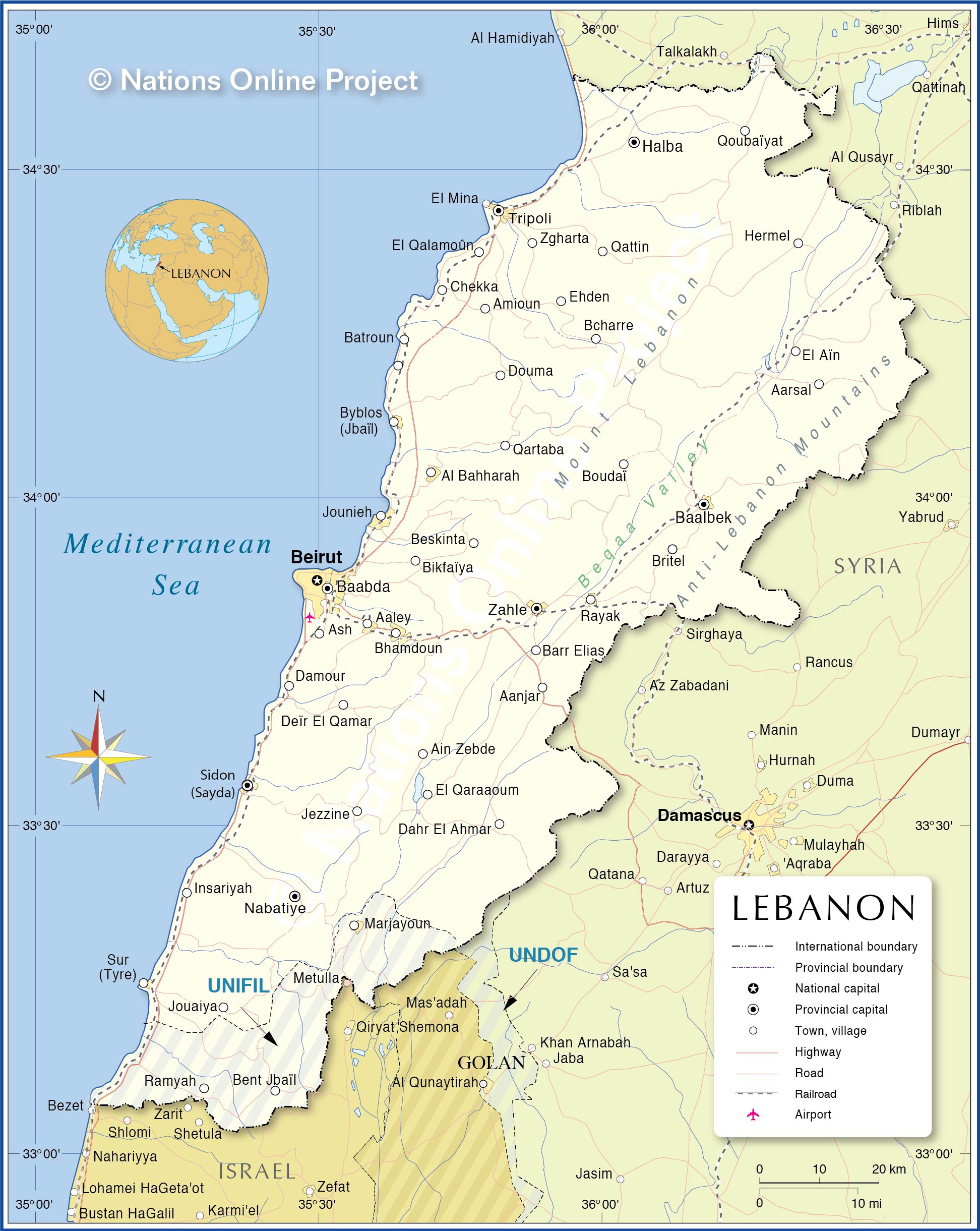 Political Map Of Lebanon Nations Online Project Lebanon Map 
