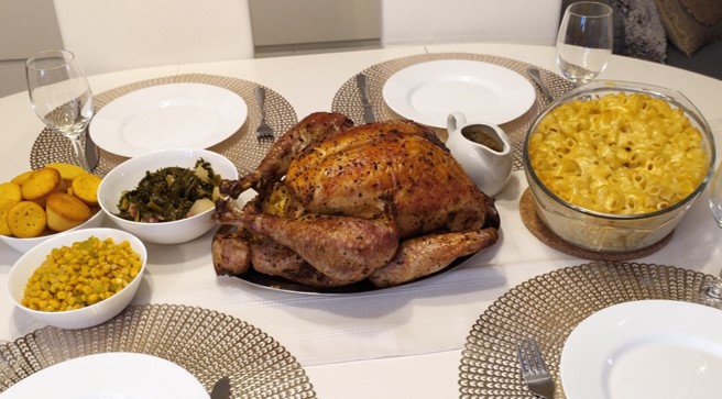 a full thanksgiving dinner spread