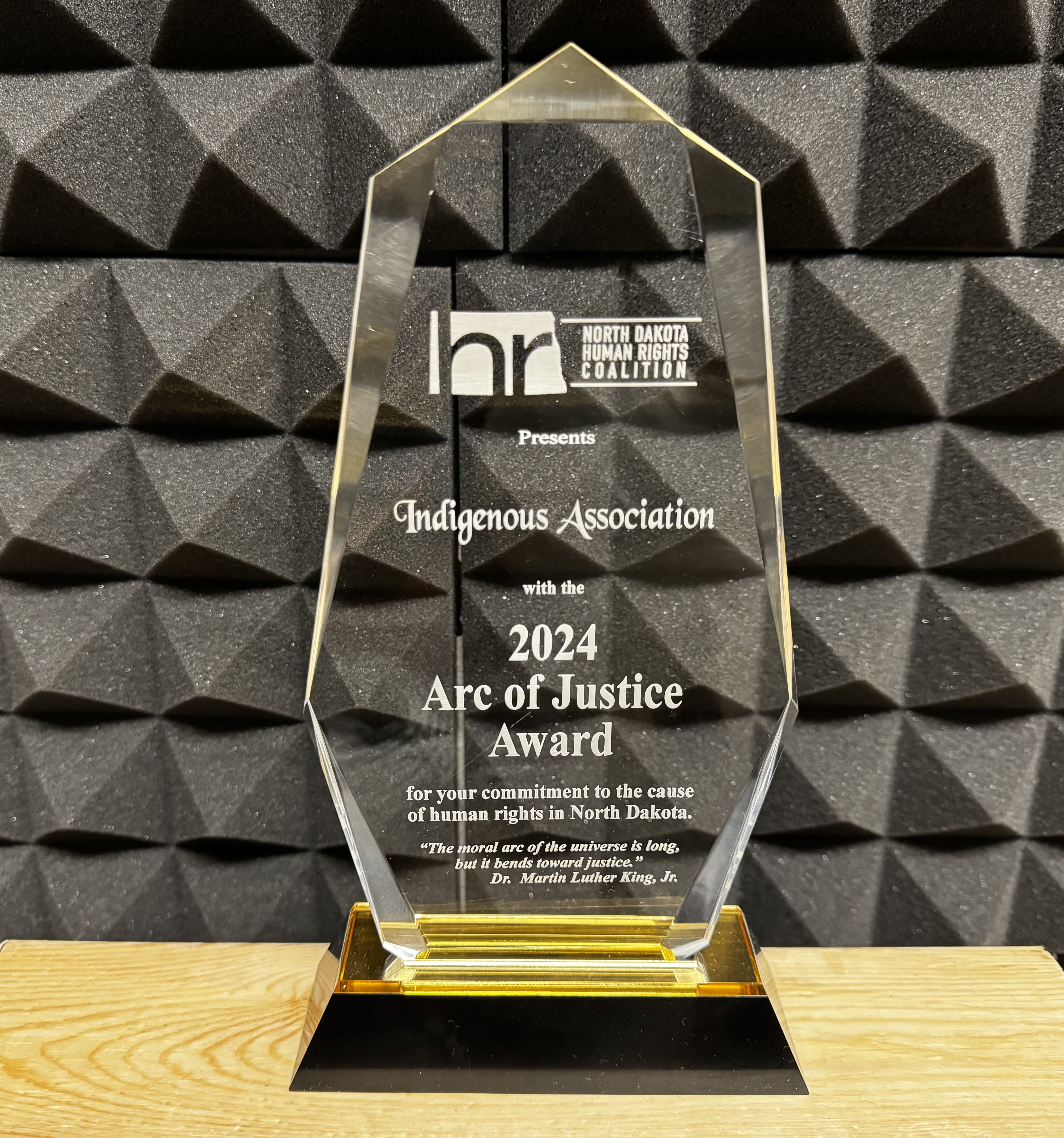 displays 2024 arc of justice award to indigenous association