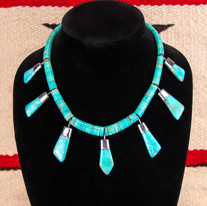 Santo Domingo Polished Turquoise Necklace by Sophie Tenorio-Benall