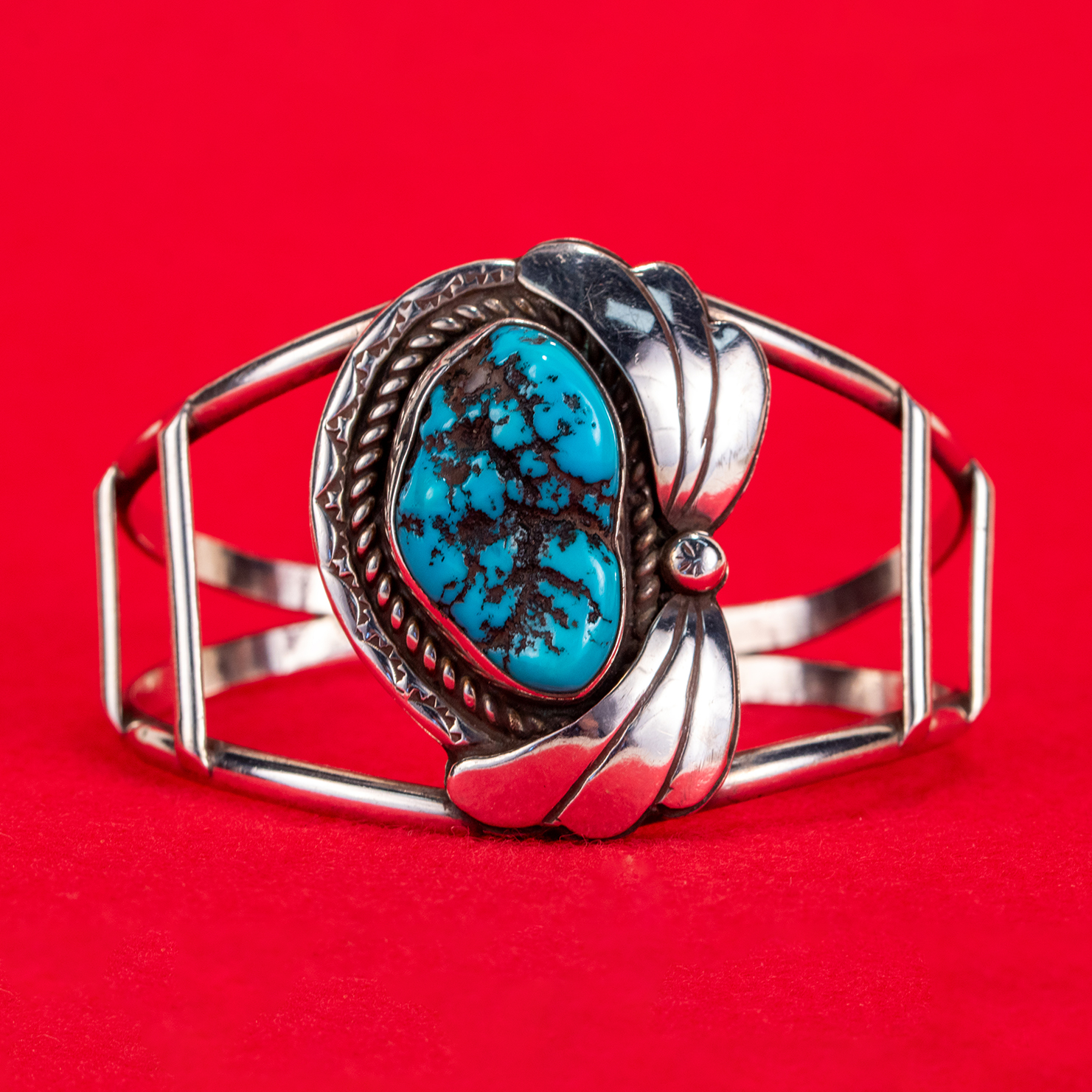 Antique Navajo Turquoise and Silver Bracelet by Roger Skeet Sr