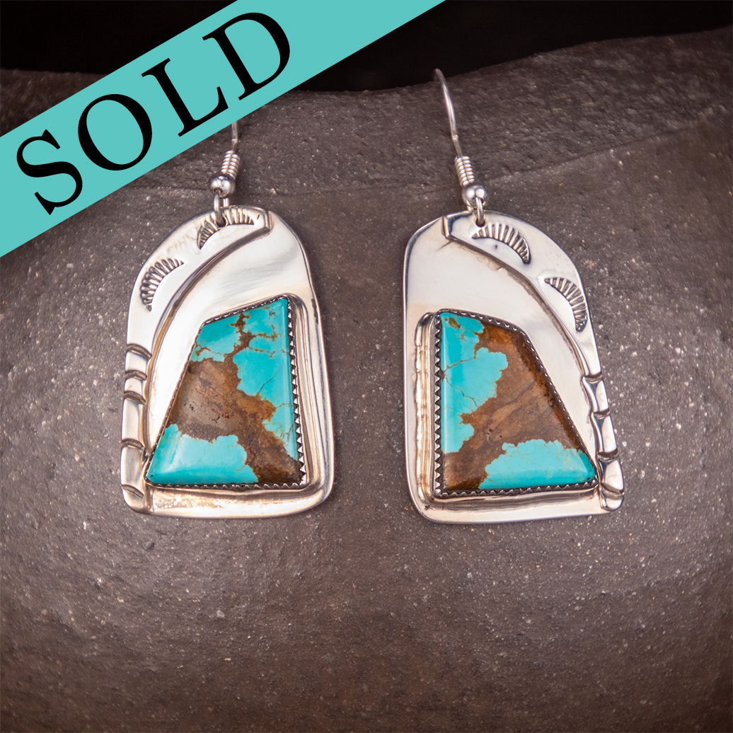 Navajo Sterling Silver and Turquoise Earrings by Lazaro Gutierrez