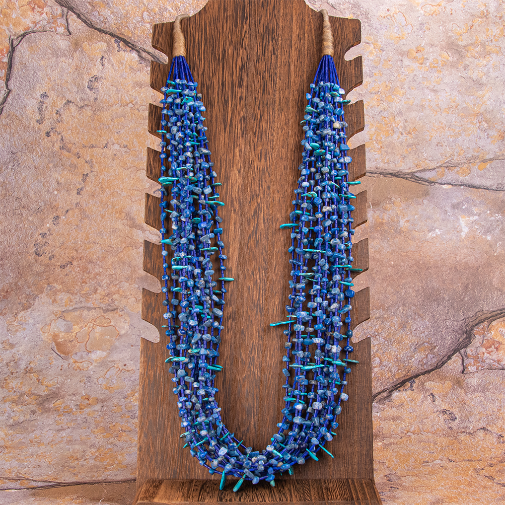 Santo Domingo (Kewa) Turquoise 15-Strand Necklace by Jolene Bird