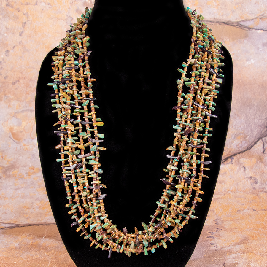 Santo Domingo (Kewa) Turquoise, Shell, Amethyst and Quartz 7-Strand Necklace by Jolene Bird (Copy)