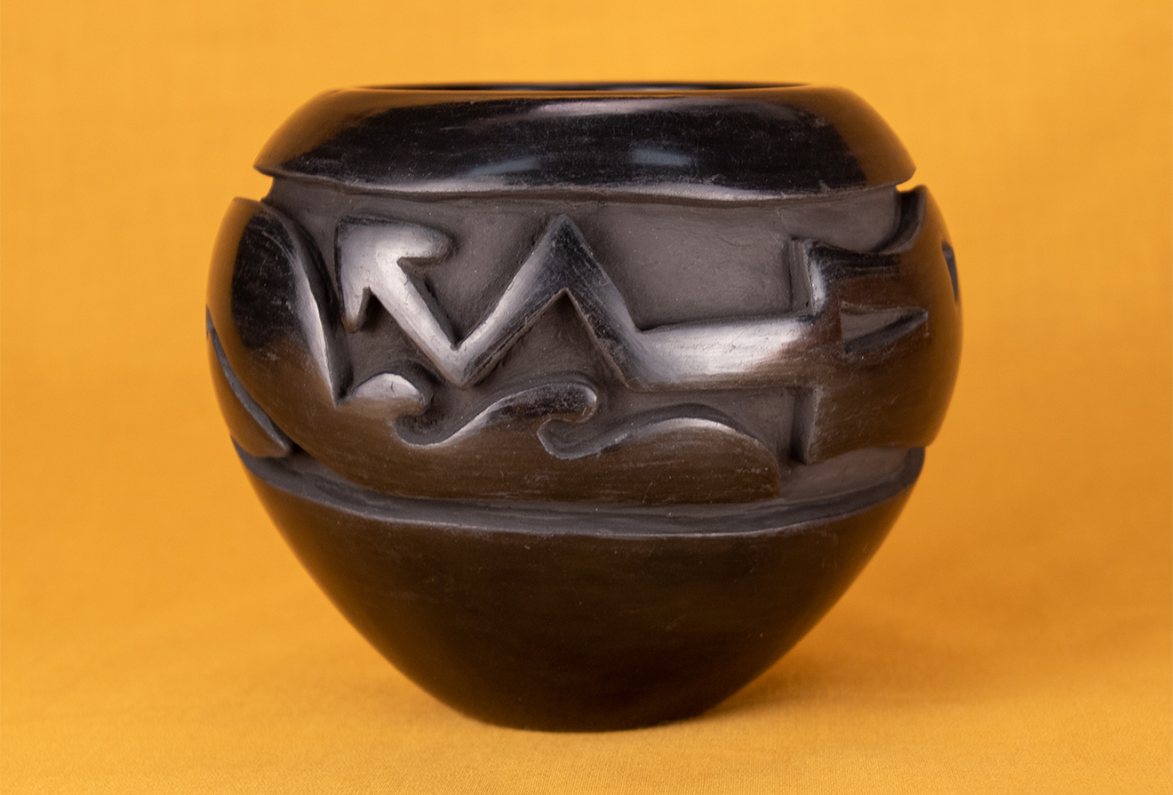 Santa Clara Vintage Blackware Jar by Mida Tofoya