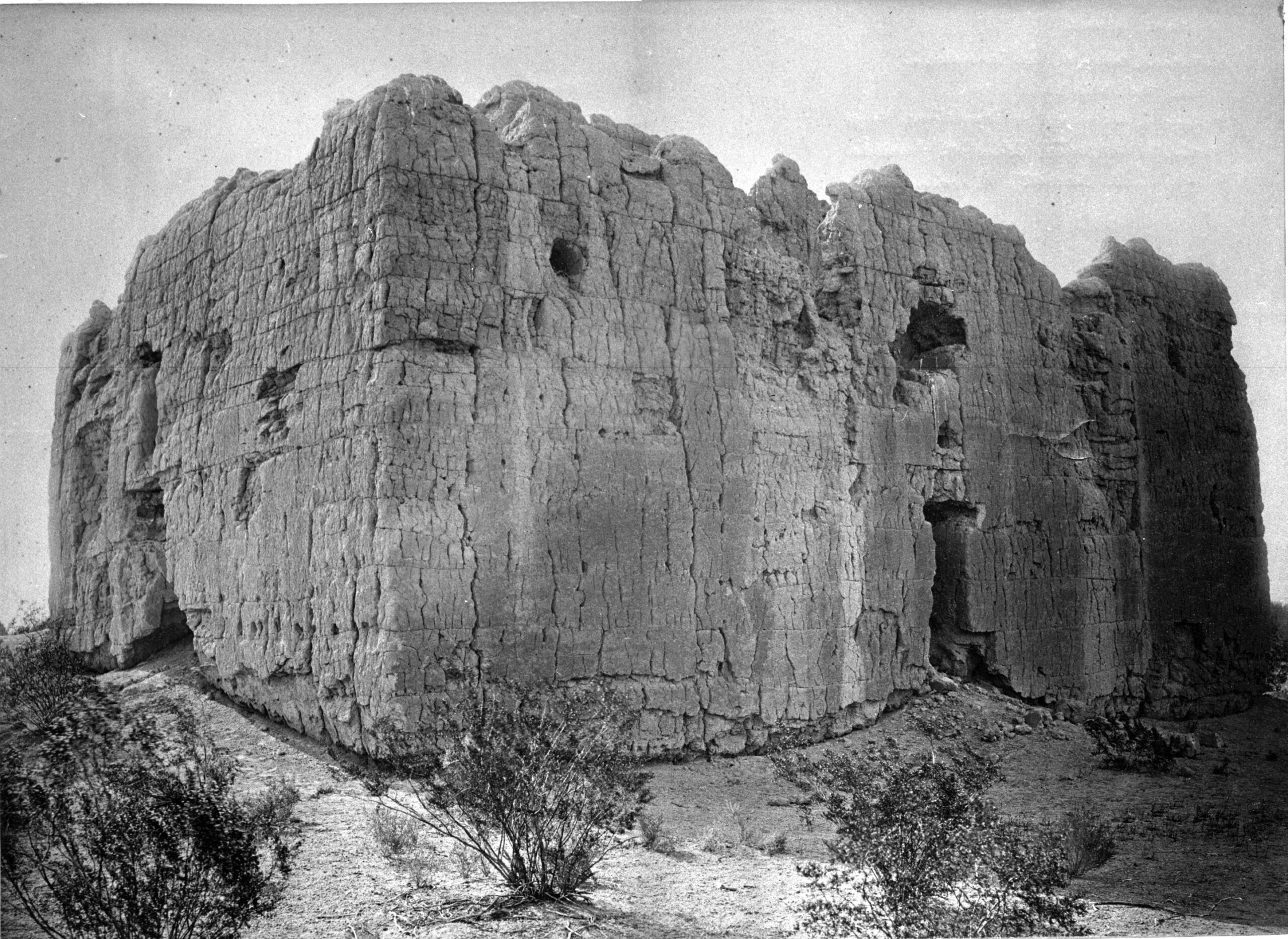 The Casa Grande Ruins, as they would have been viewed by archeologists and tourists in 1880.