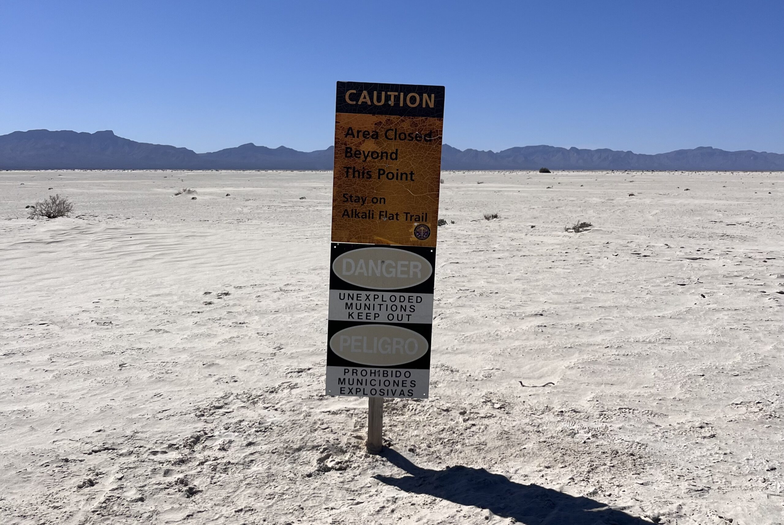 Warning of accidental explosions in White Sands National Park