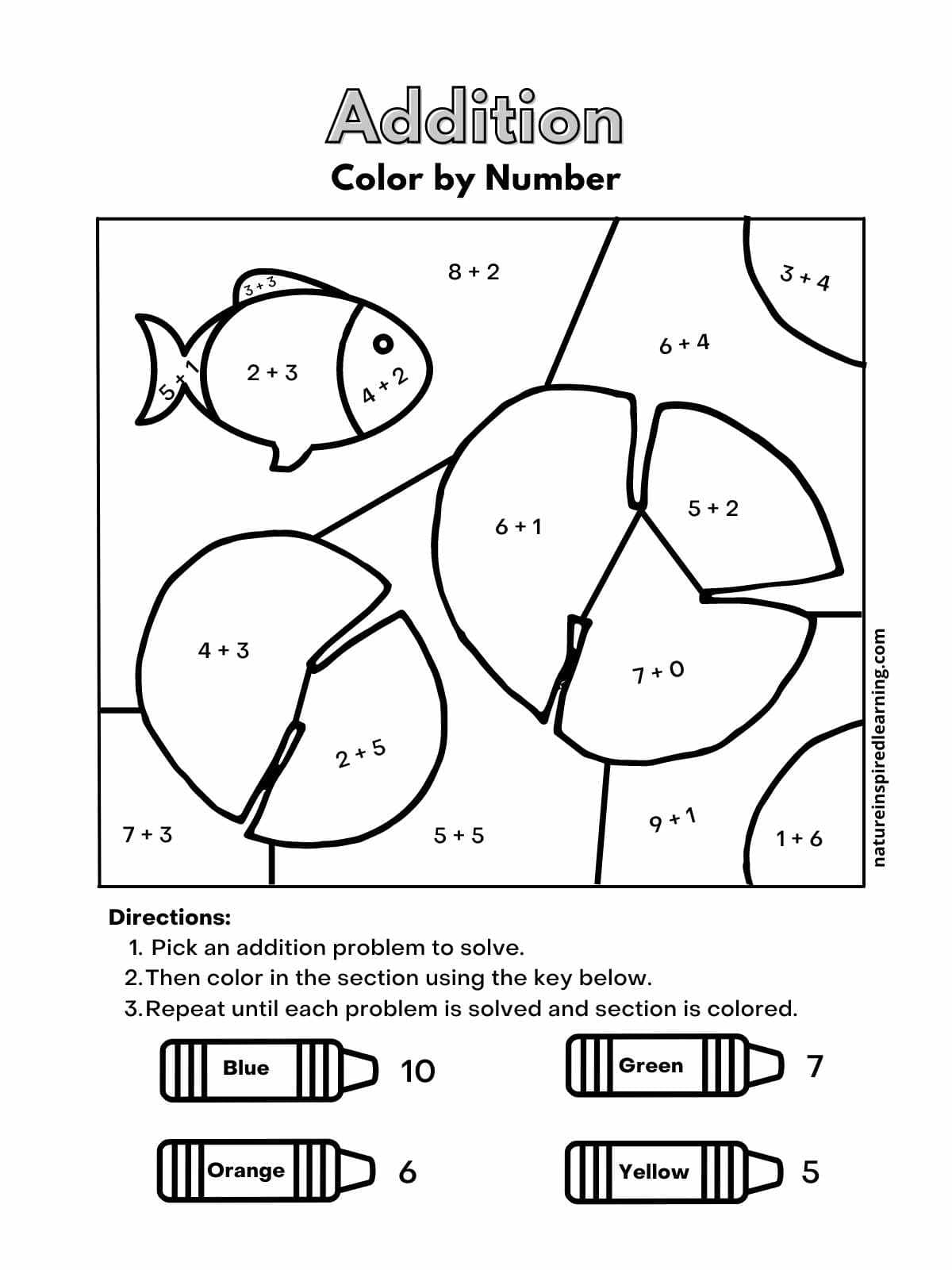 Easy color by number worksheets