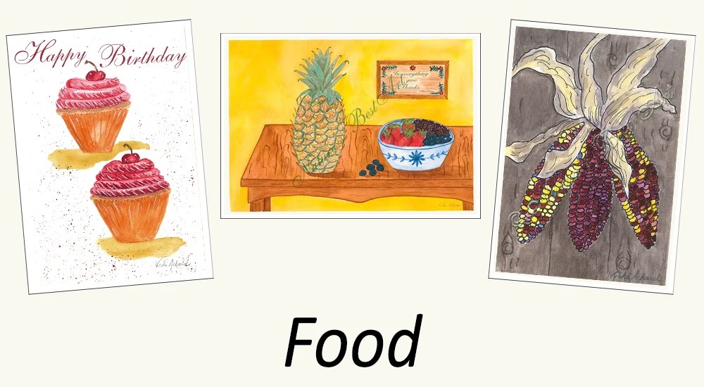 Food - 5x7 Watercolor Cards