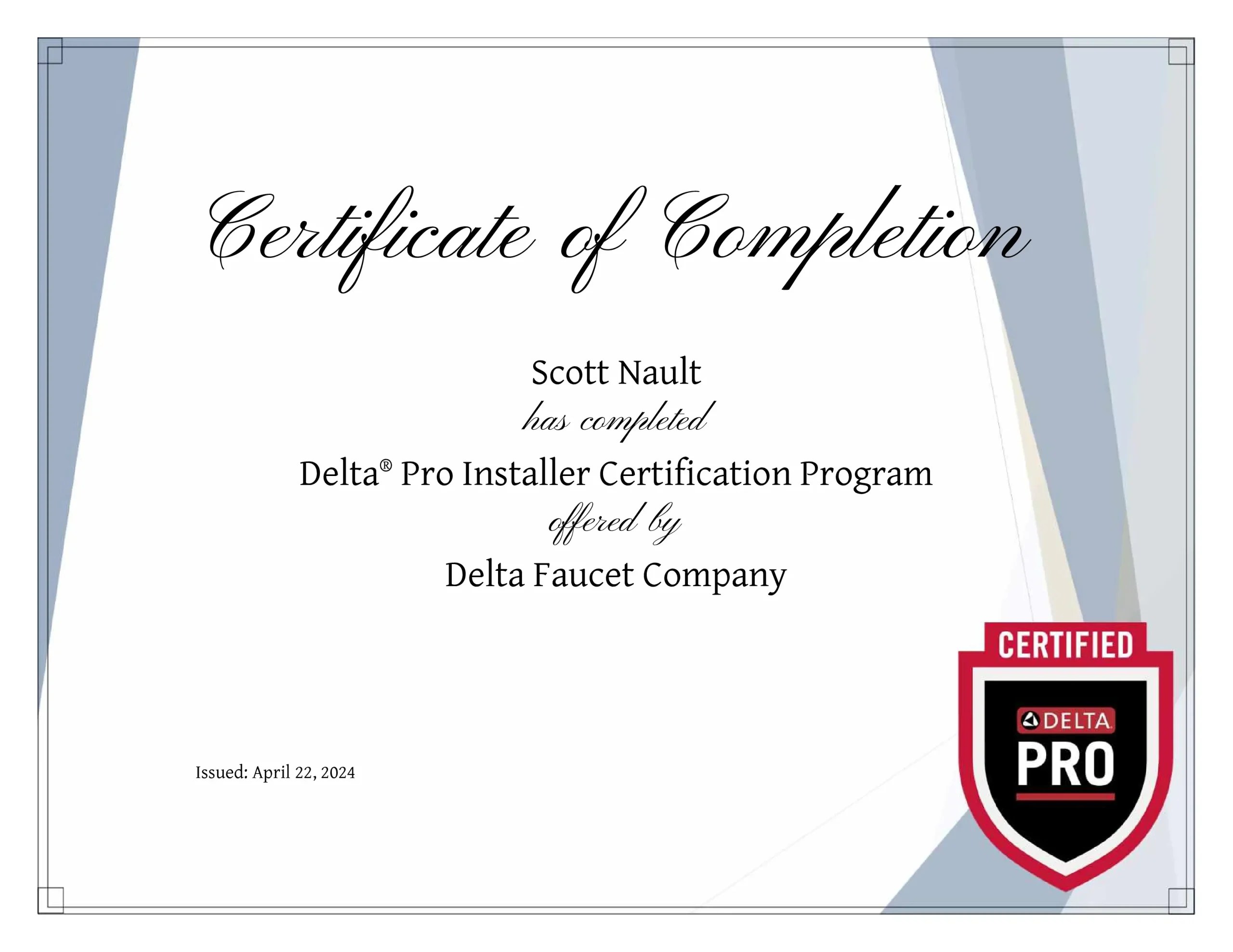 Delta pro Cert