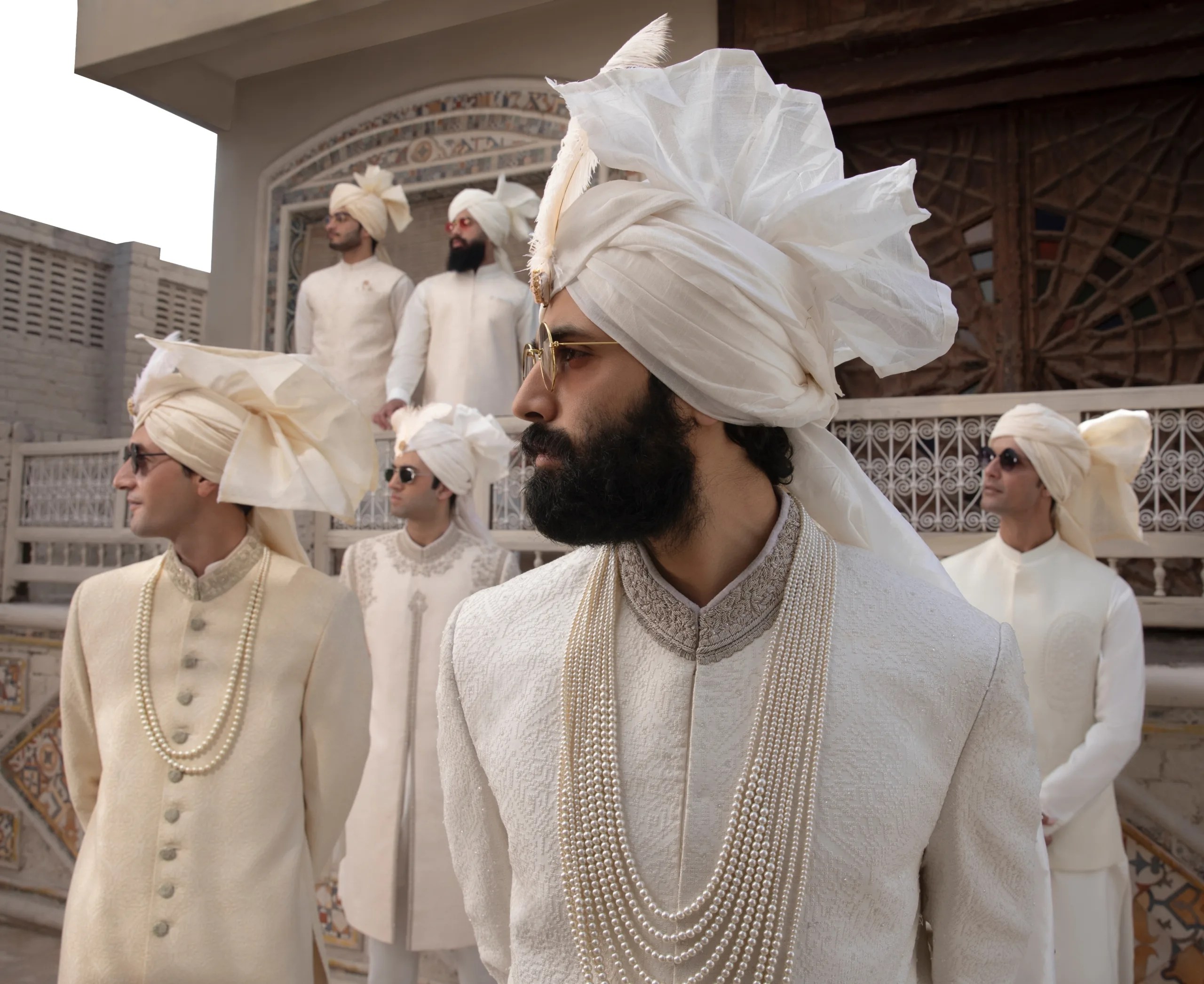 top wedding designer , Group of men in designer Sherwani in karachi Pakistan of the best Mens wear designer in Pakistan best sherwani designer Naushemian by Nauman arfeen - Buy white sherwani for men