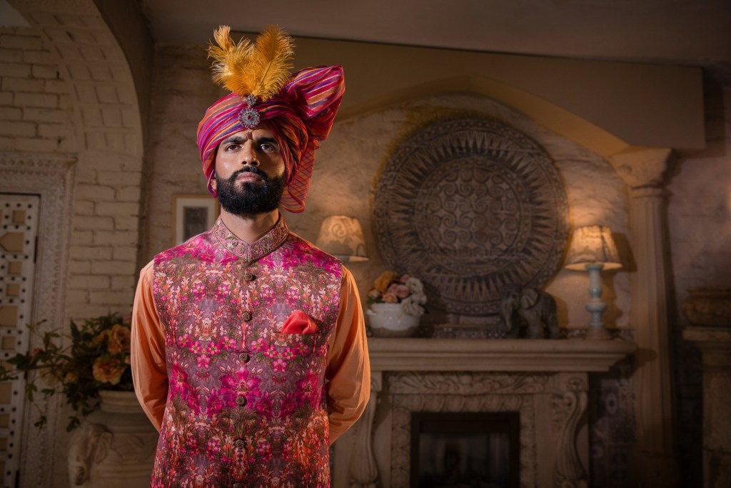 Cardinal Waistcoat with Festive turban and Kurta Set