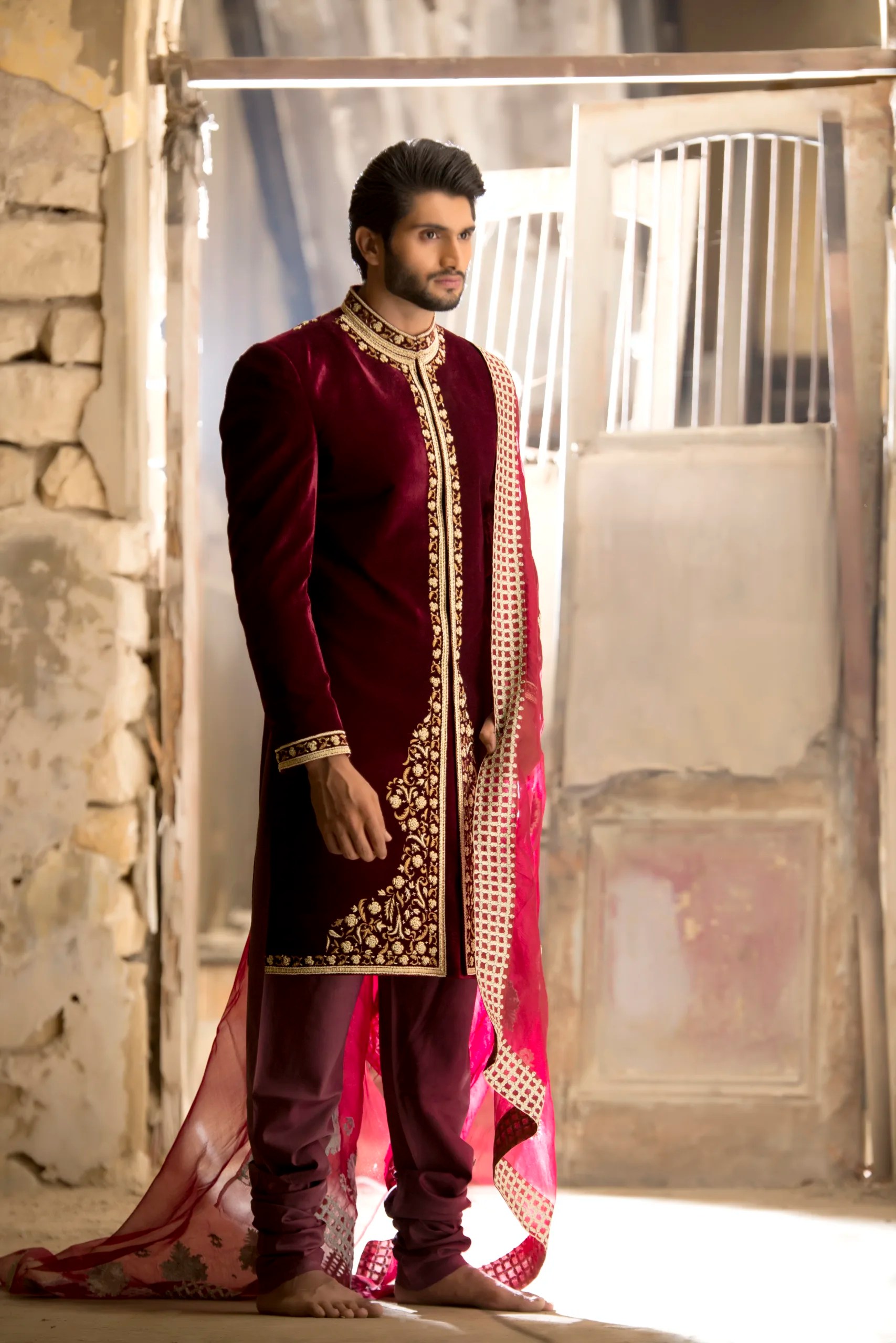 DARK MAROON SHERWANI NA-S094