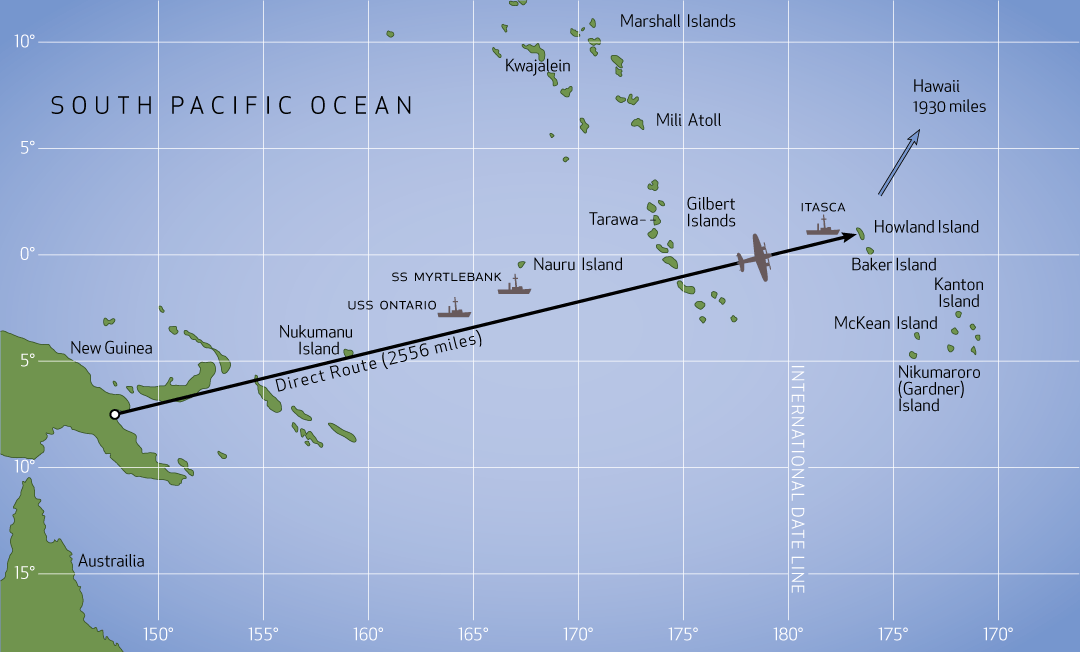 Amelia Earhart Map Final Flight Map 