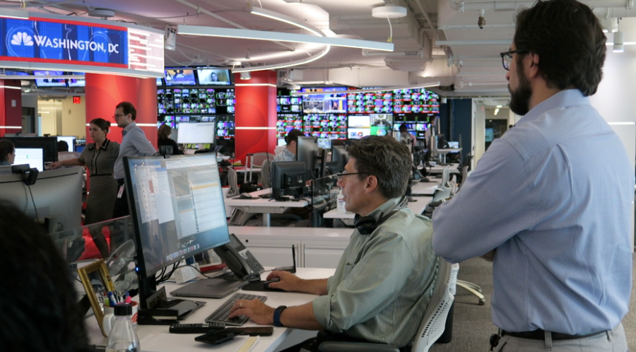 NBC News staff add a transcription to a news package