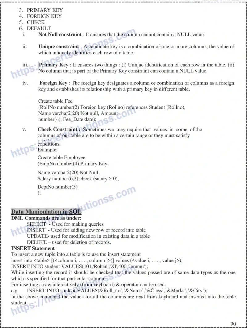 Cbse Class 12 Computer Science Database And Sql Notes Set B - Download Elegant Minimal Texture | Full HD