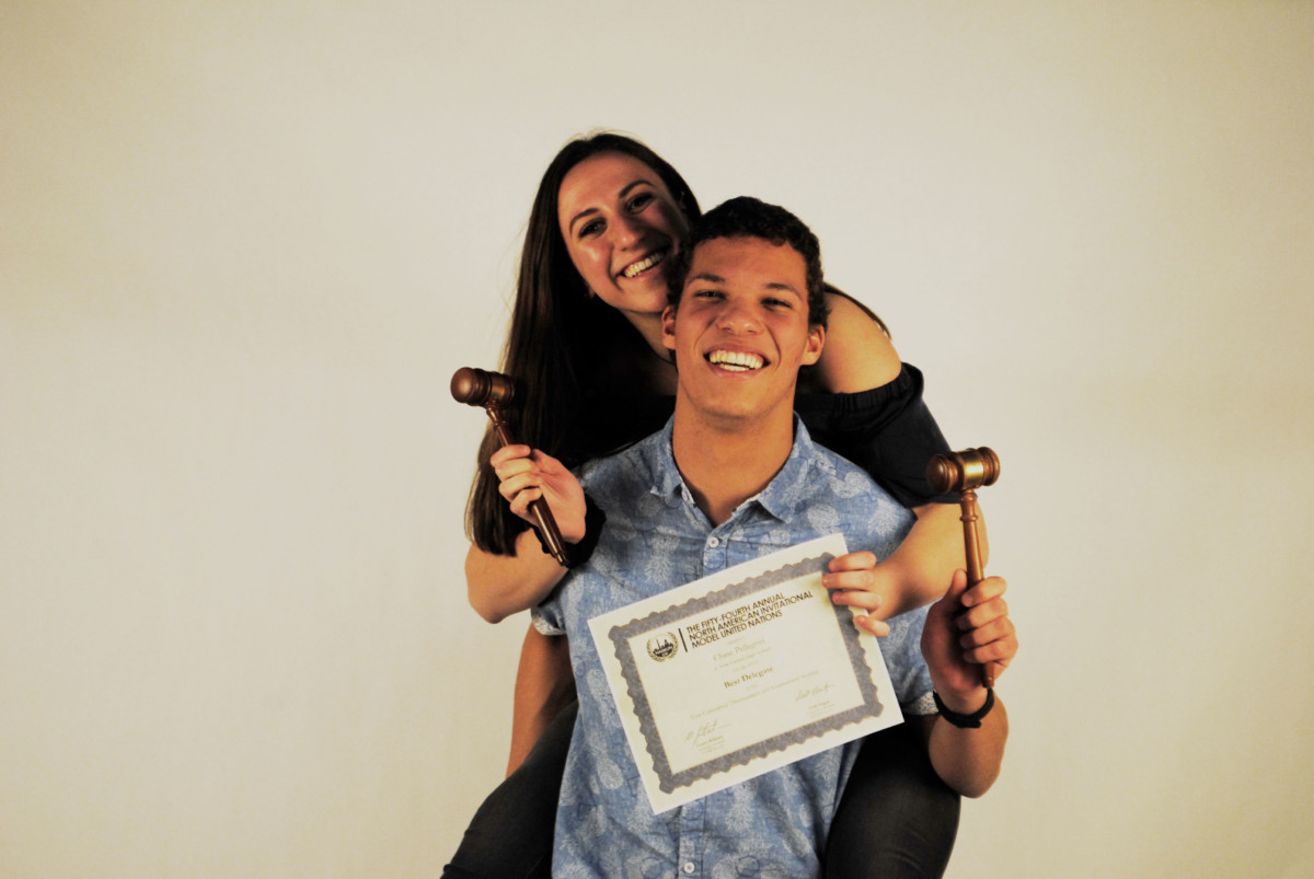 Double trouble: Chase Pellegrini and Nicole Vanderlee win MUN gavel