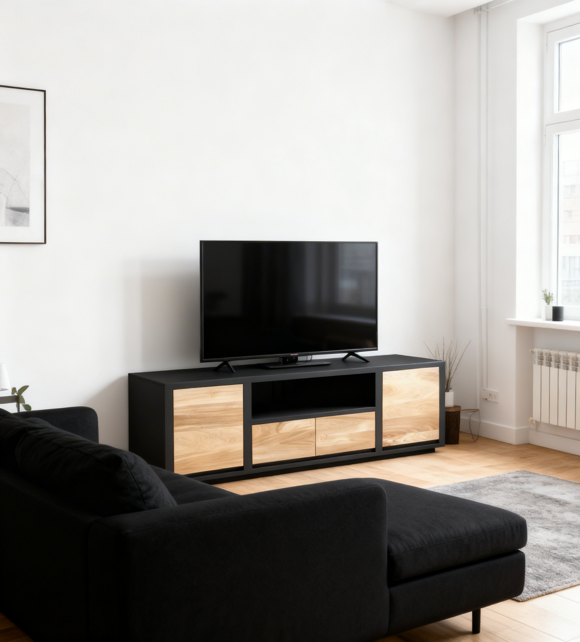 Comodă TV modernă cu 2 uși și 2 sertare Willy stejar