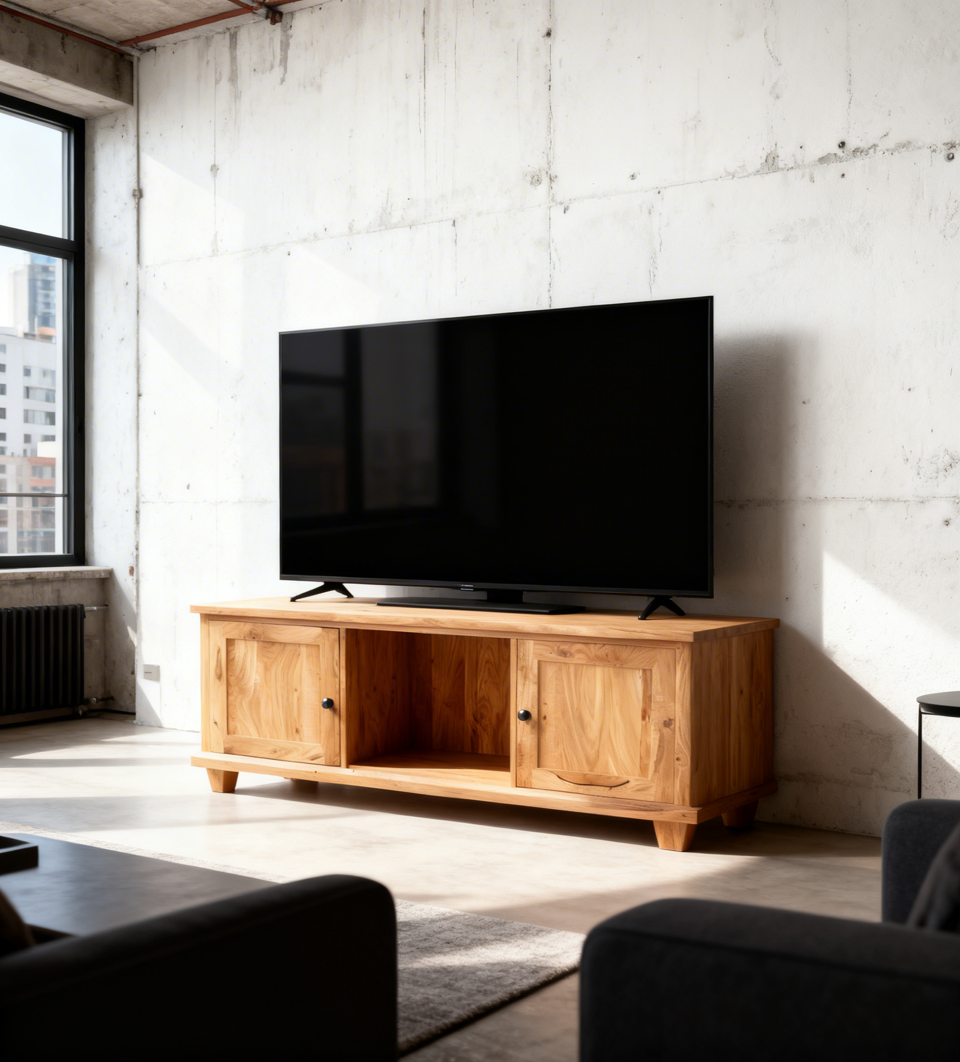 Comoda TV modernă cu 2 uși Emilly stejar