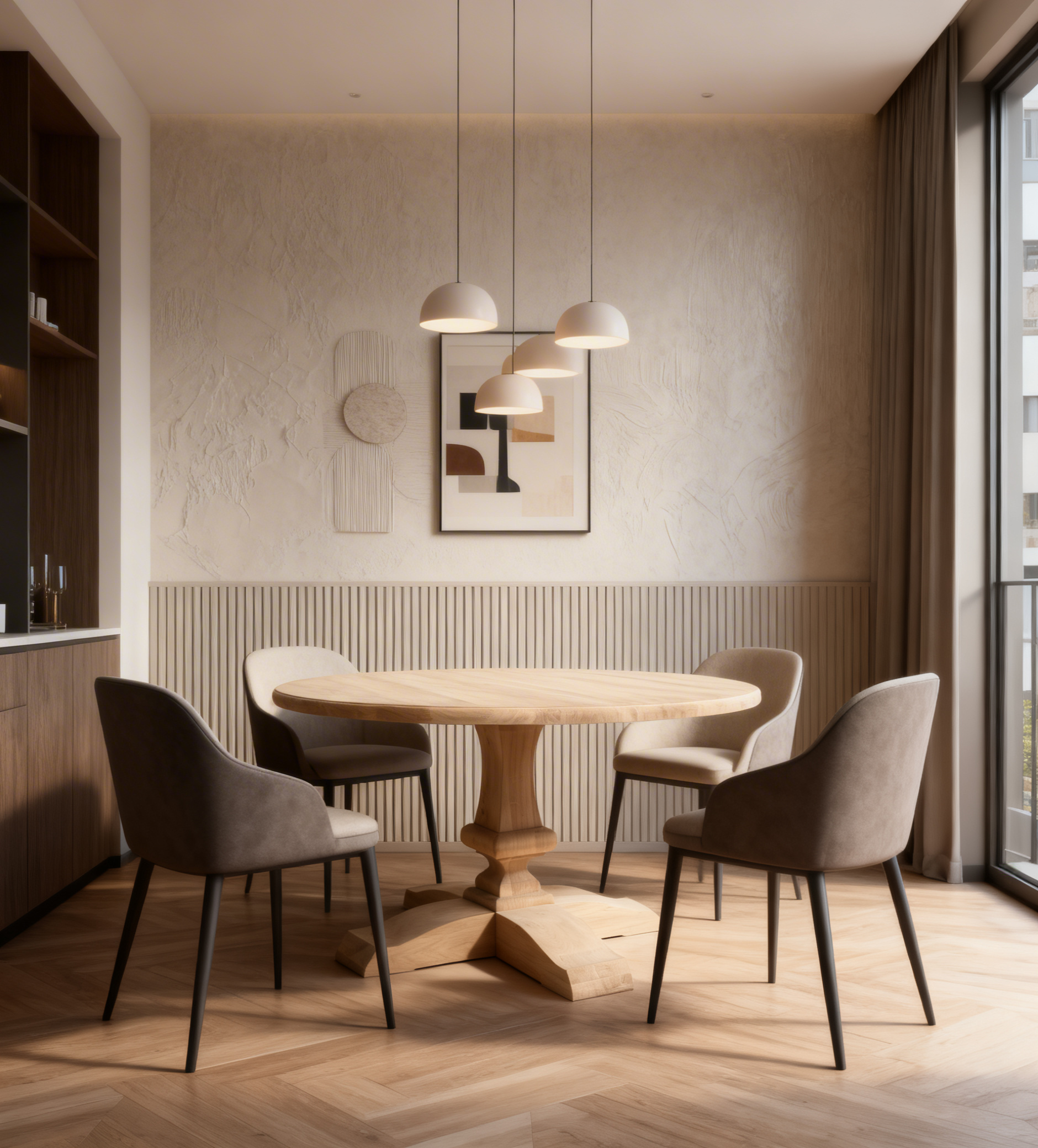 Masă modernă rotundă Arthur stejar