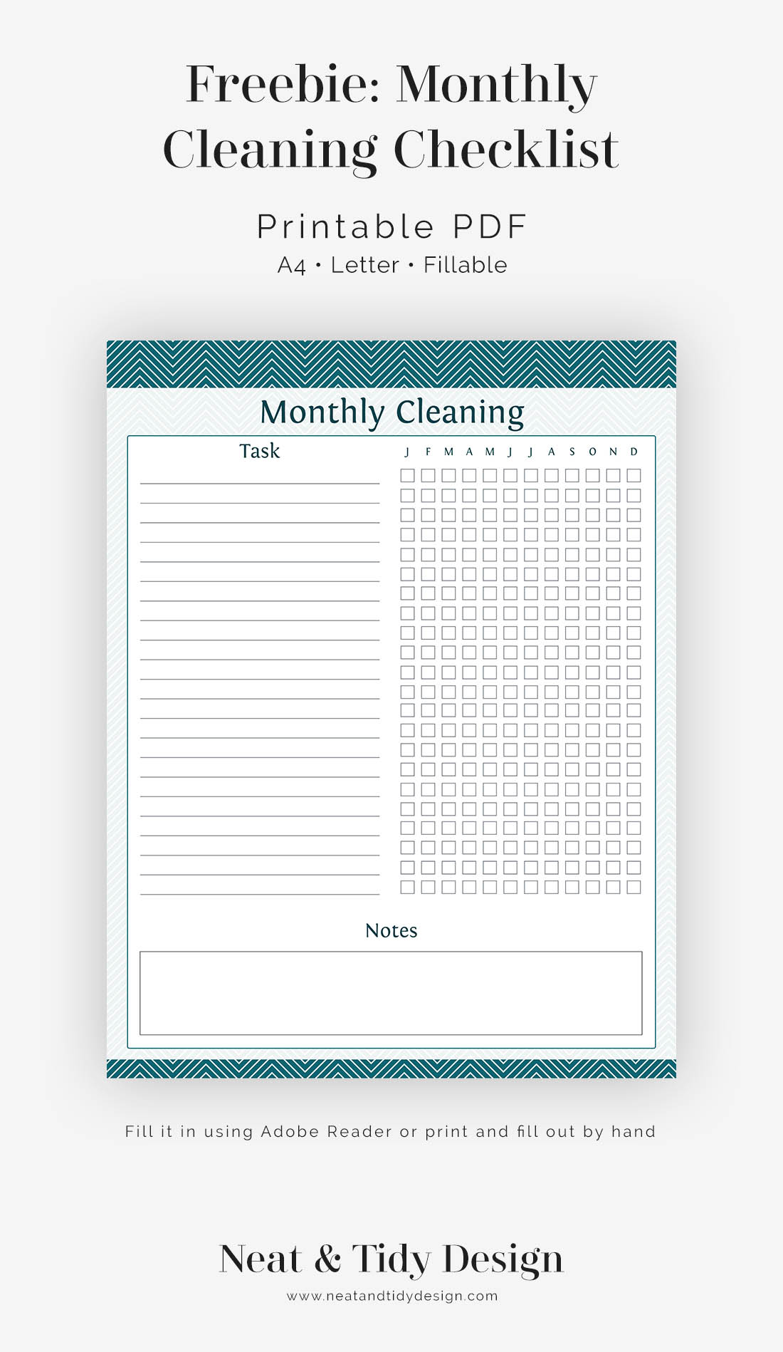 free printable monthly cleaning checklist neat and tidy