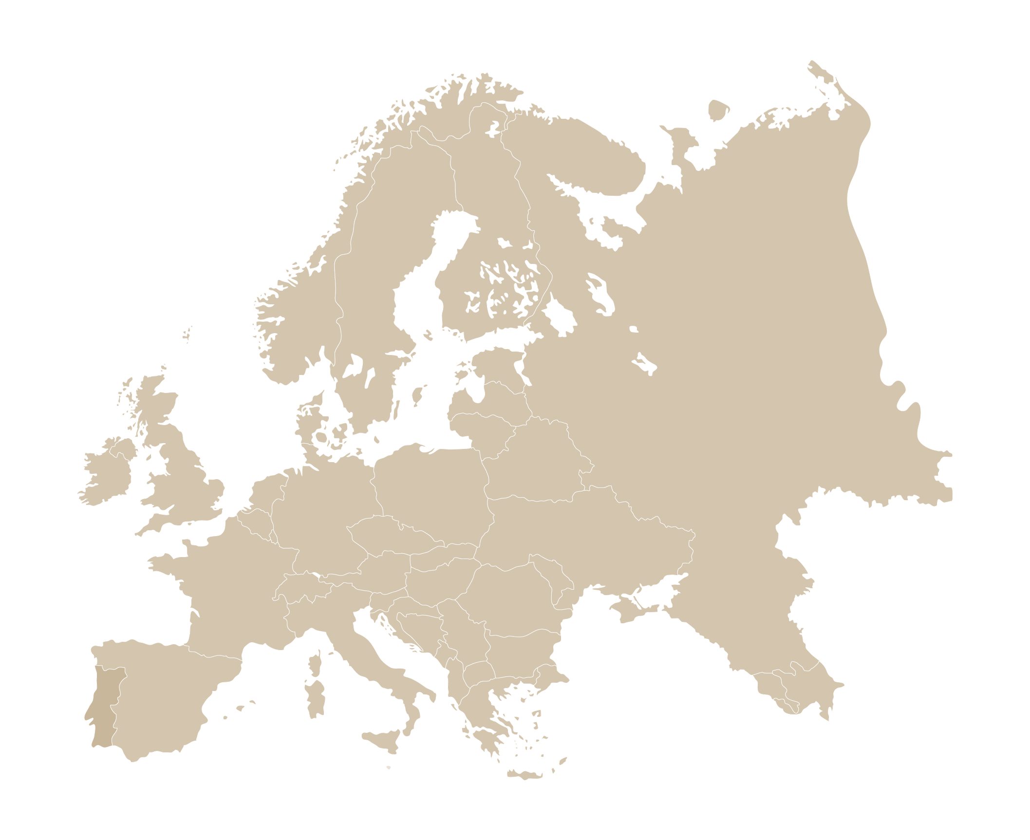 Mapa da Europa - localizacao de Portugal continental