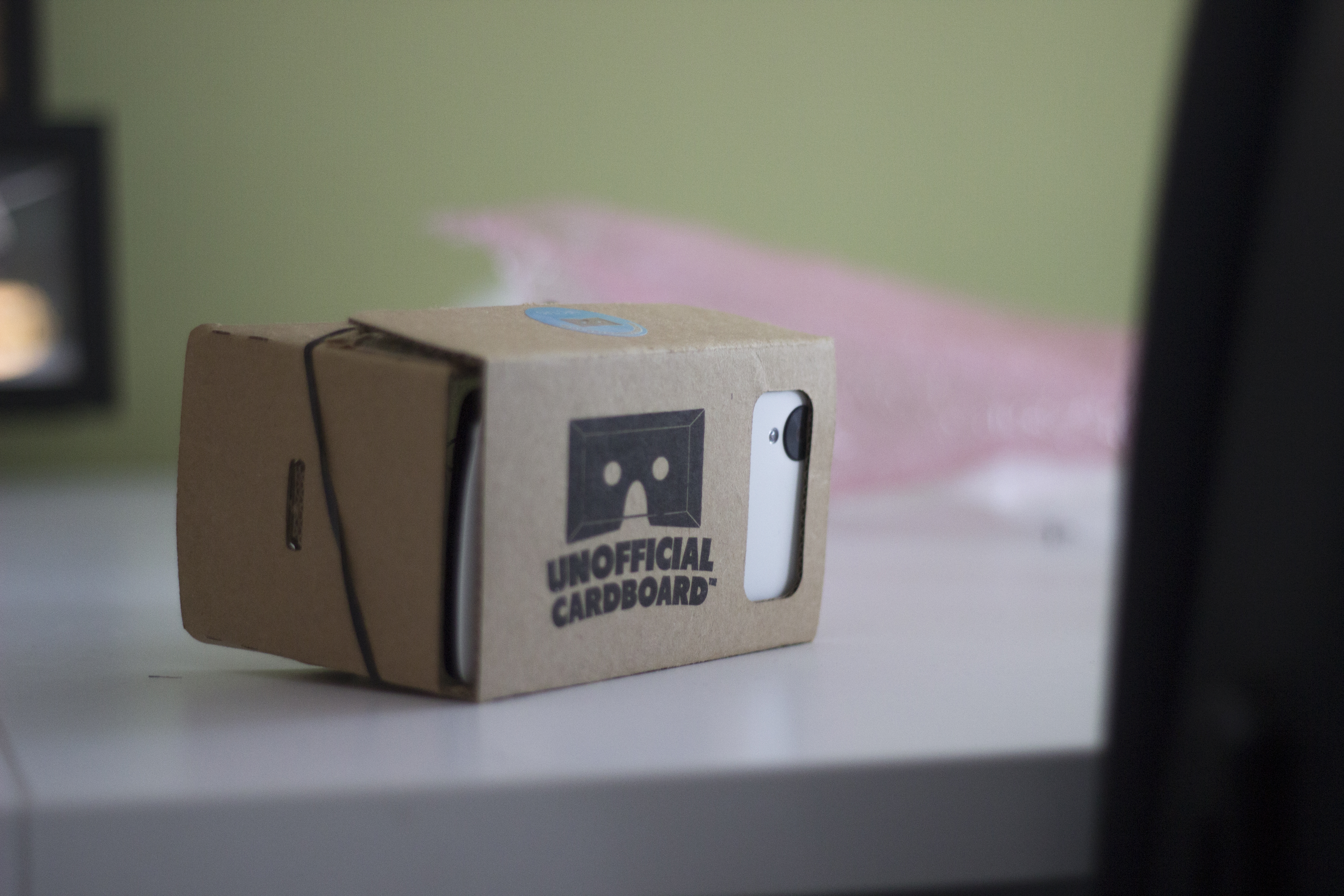 This cardboard virtual reality viewer can be used with a smartphone. (Photo by Jumayar Ahmed)
