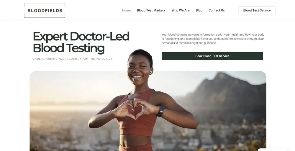 Bloodfields, a doctor led blood testing website designed and built by Studio SC