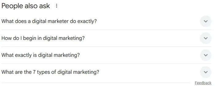 People also ask answers for digital marketing.