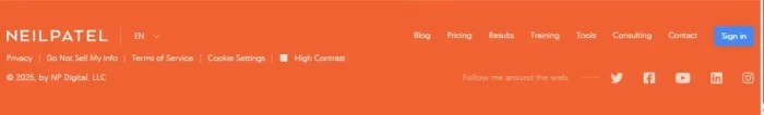 The Neil Patel website footer.