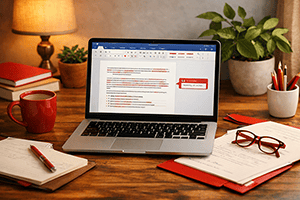 An editor using Track Changes to provide clear, transparent revisions for an author.