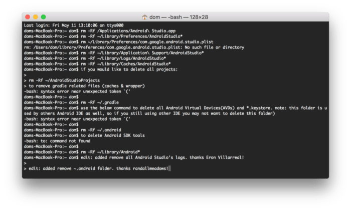 Uninstall android studio on mac