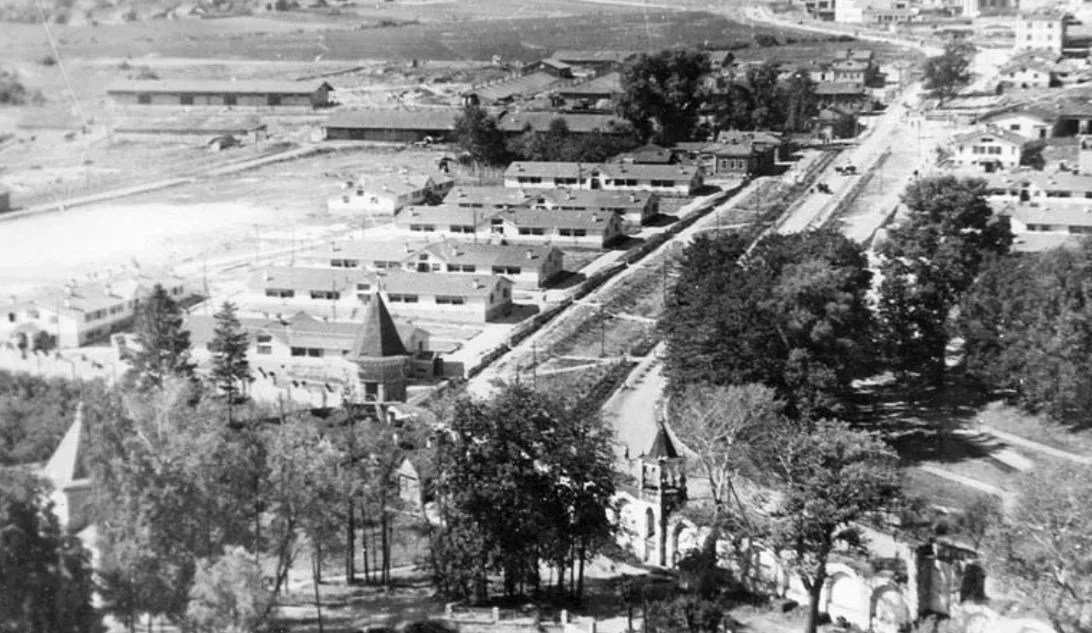 Вид с колокольни Николо-Угрешского монастыря на поселок трудкоммуны. 1930 г.