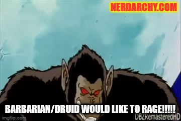 Wildshaped Barbarian Druid multiclass raging