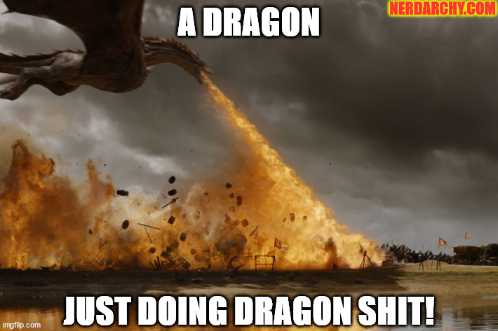 Dragon breathing fire on an army