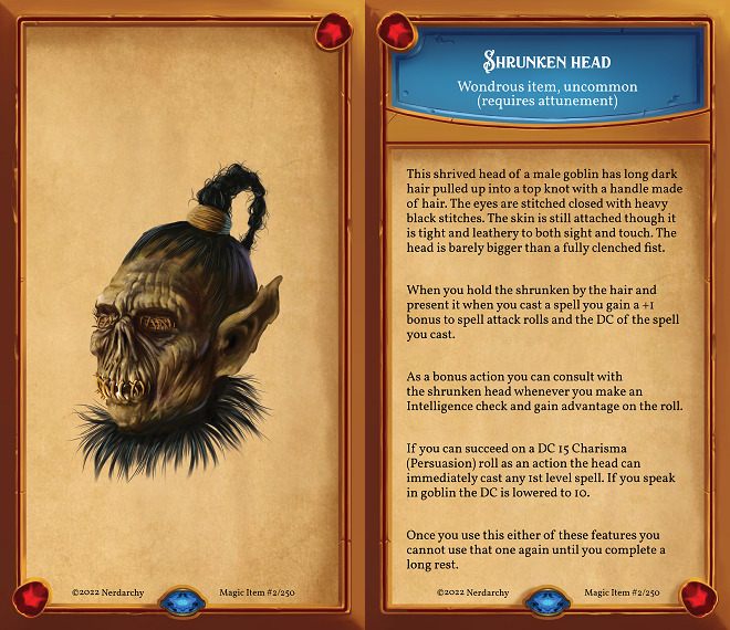 D&D Magic Item: Shrunken Goblin Head