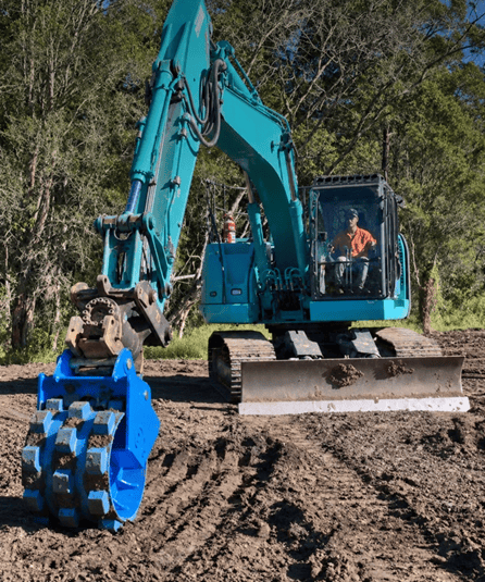 earth gear excavators with multiple bucket configurations ready for civil dry hire