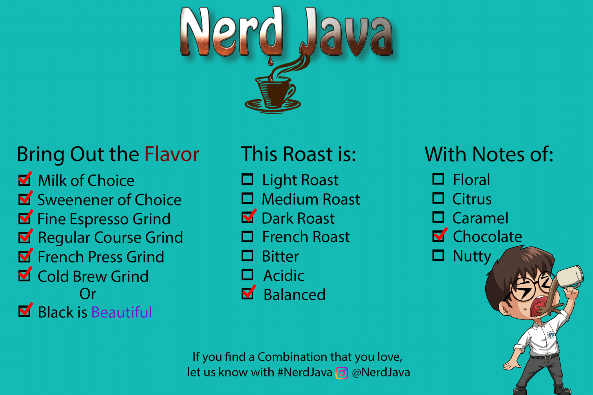 Colombian Coffee Specialty Information Brew Card