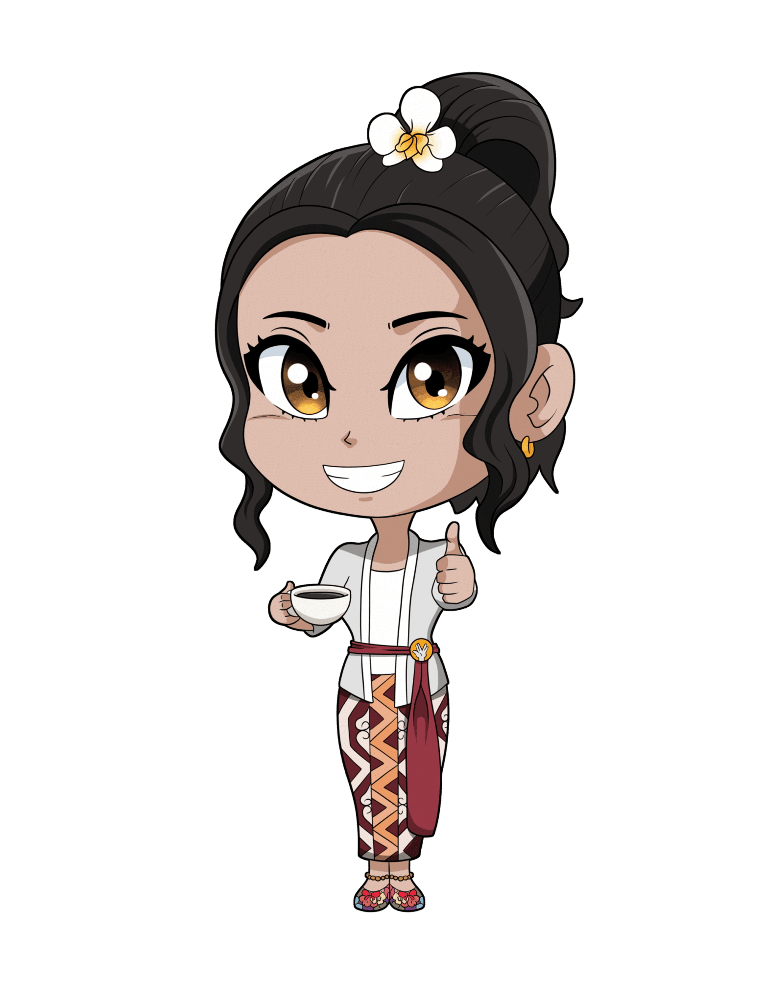 Nerd Java Indonesian Sumatra Character thumbs up smiling