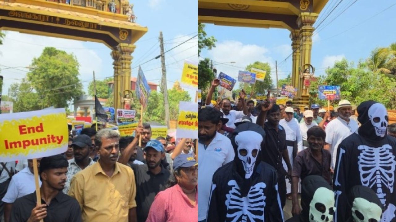 யாழ்ப்பாணத்தில் தமிழர் குழுக்கள் நடத்திய போராட்டம்