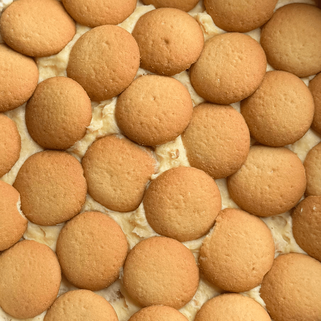Frozen Banana Pudding topped with vanilla wafers