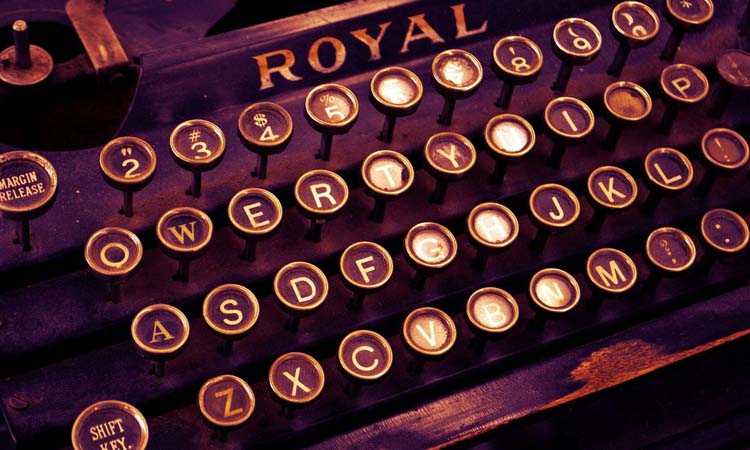 an old school vintage typewriter with round key pads