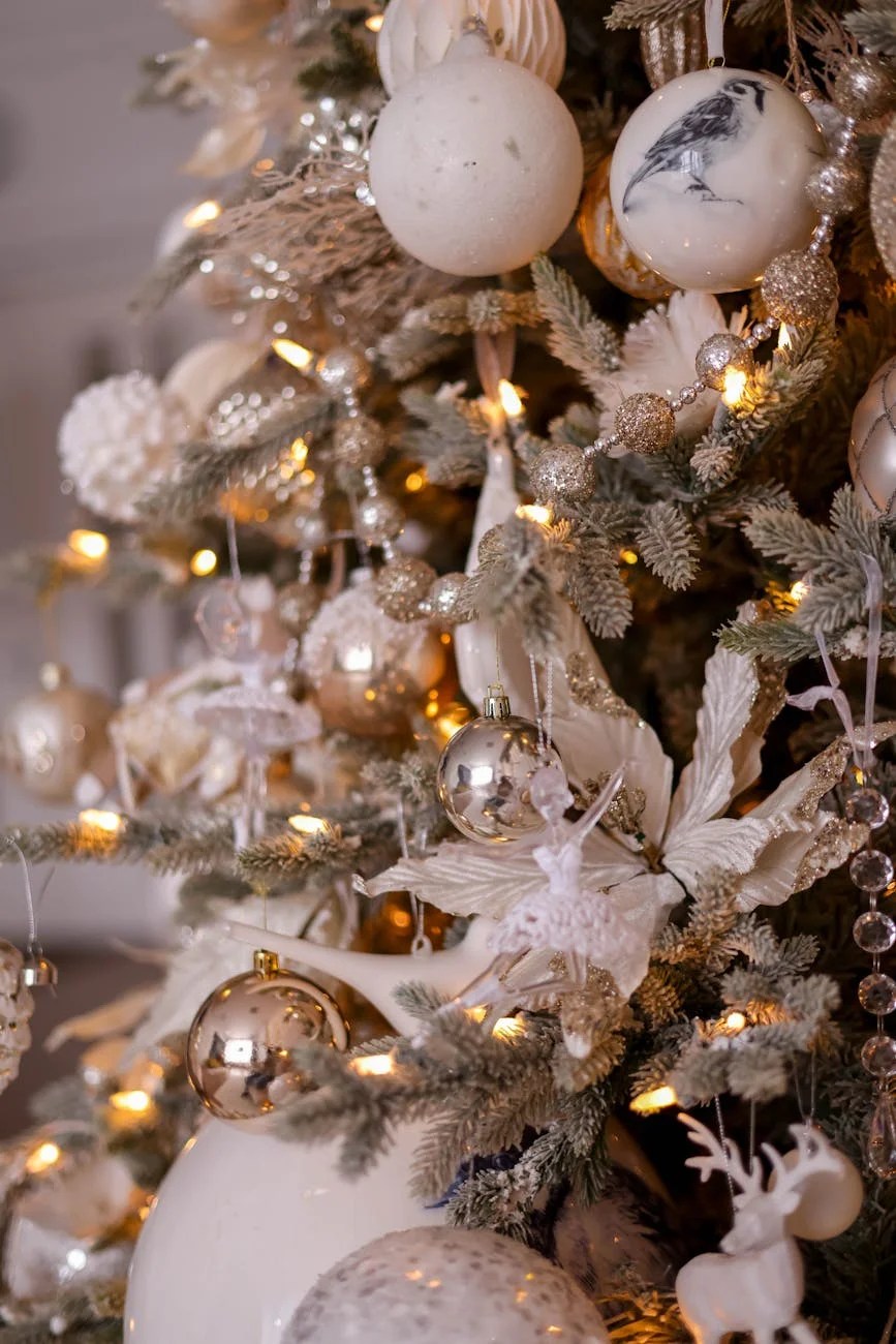 close up view of Christmas tree with lights
