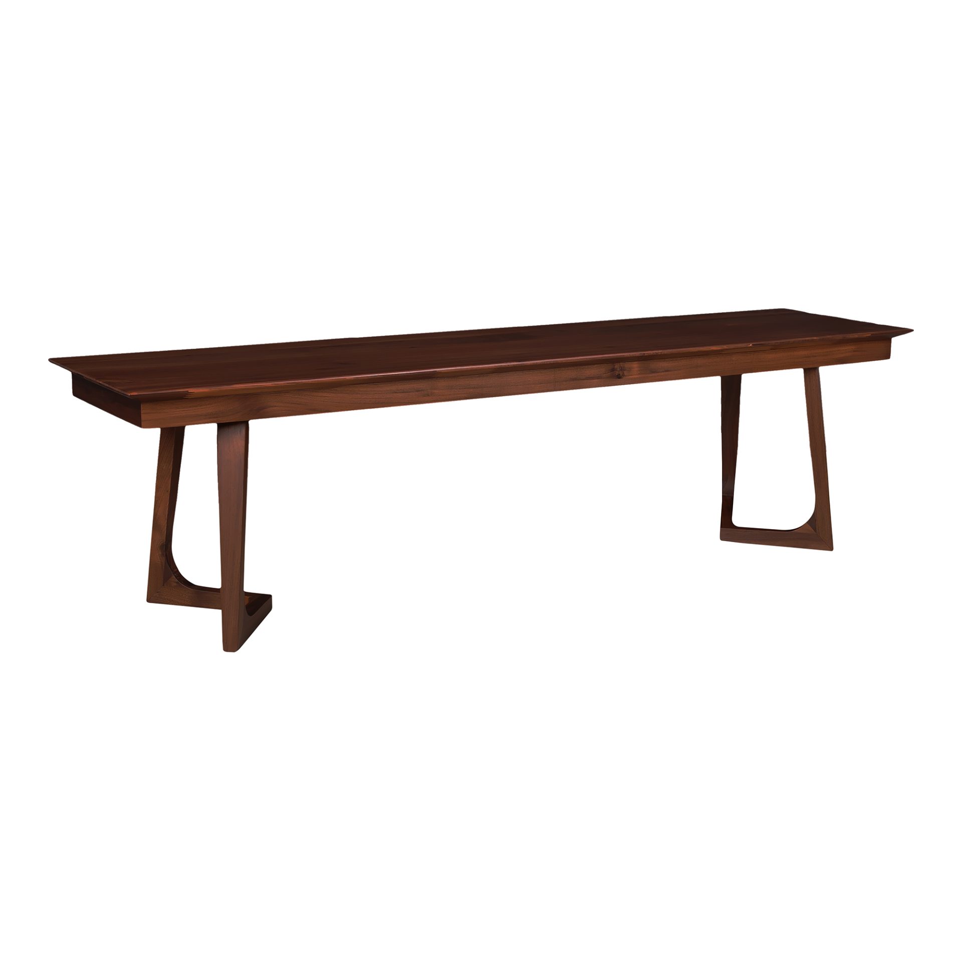 A contemporary bench to move fluidly throughout your home. The Godenza bench is crafted from solid walnut that features beautifully diverse grain patterning