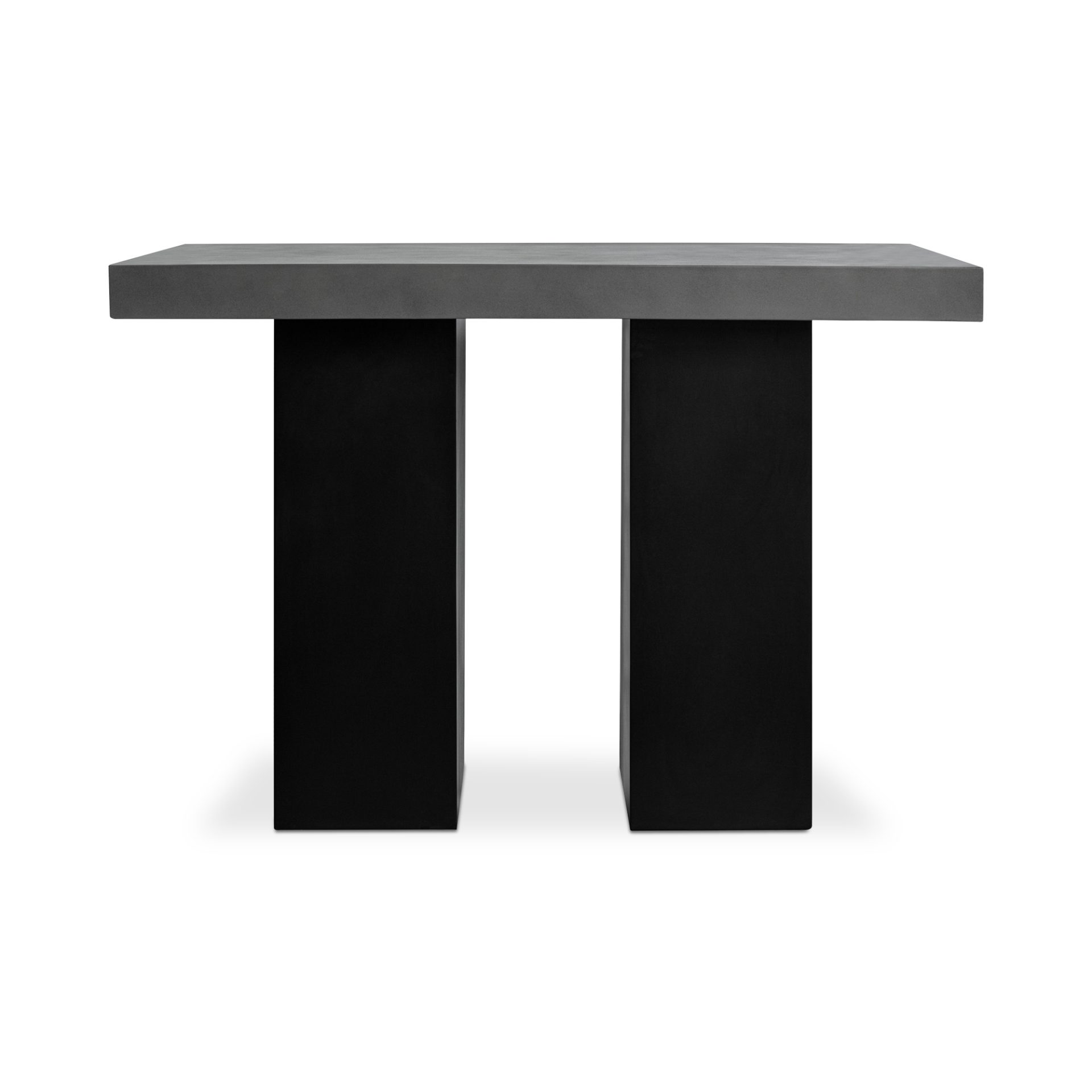 The Lithic Outdoor Bar Table offers a smooth