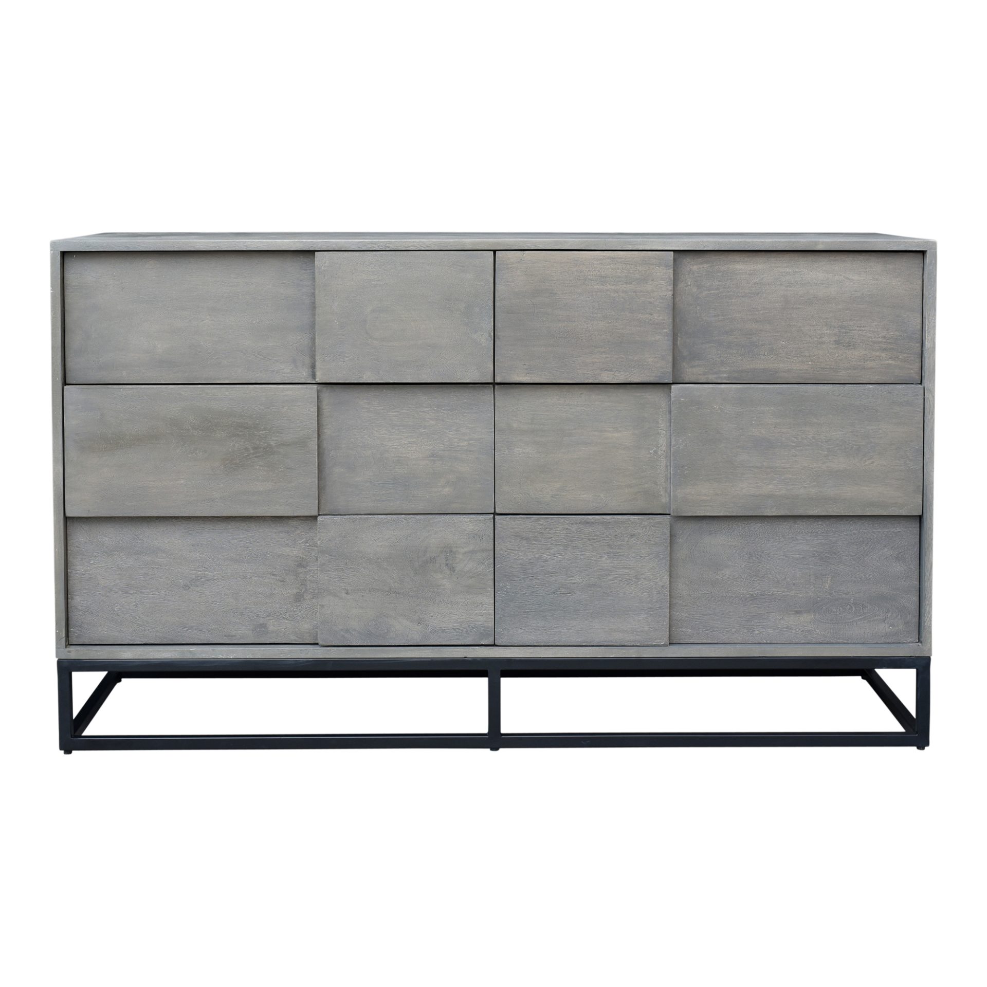 The perfect marriage of modern and industrial design. The Felix Dresser is made from solid acacia wood and set on a powder coated iron frame making it durable and long-lasting. Its six spacious drawers provide ample storage and its sleek cubism-inspired fronts will keep your space modern