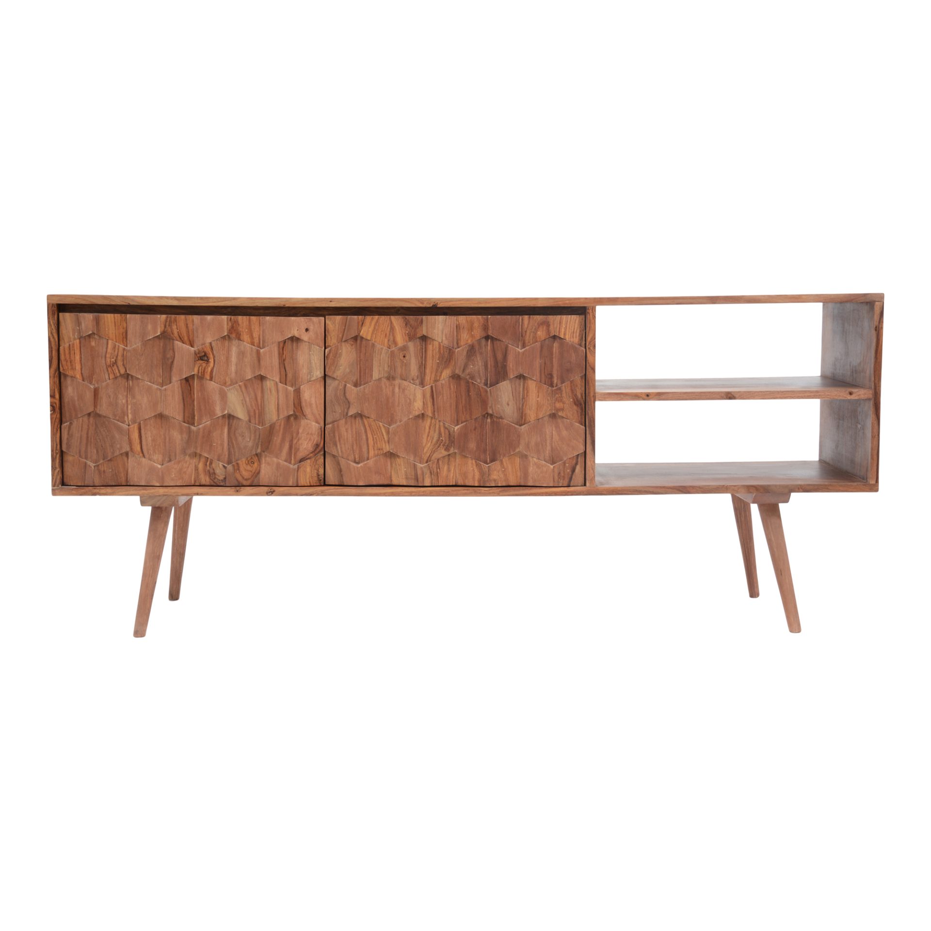 The O2 collection is retro and modern all at the same time. Made of beautiful sheesham wood.