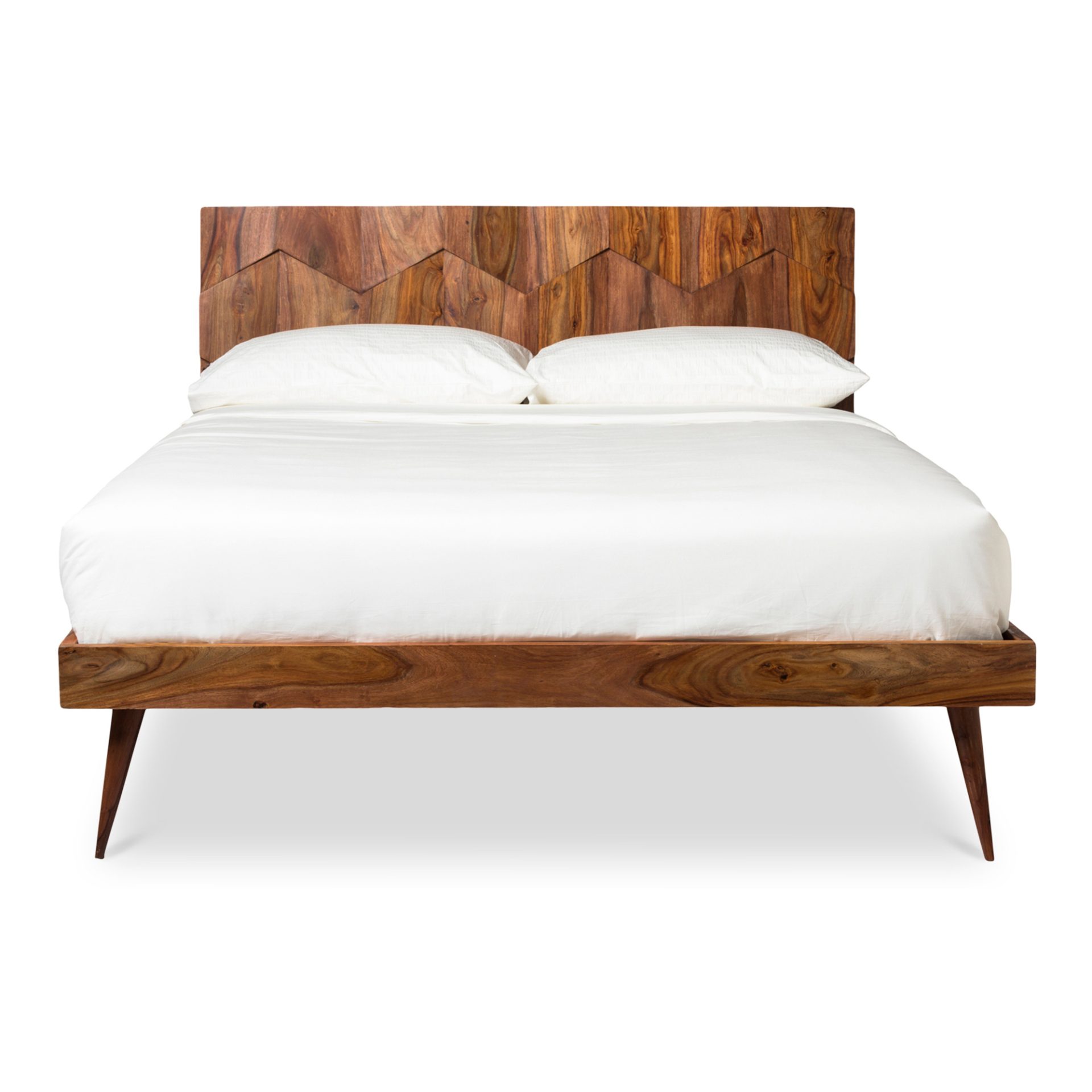 The O2 bed is retro-inspired with a modern twist. Constructed with solid sheesham wood
