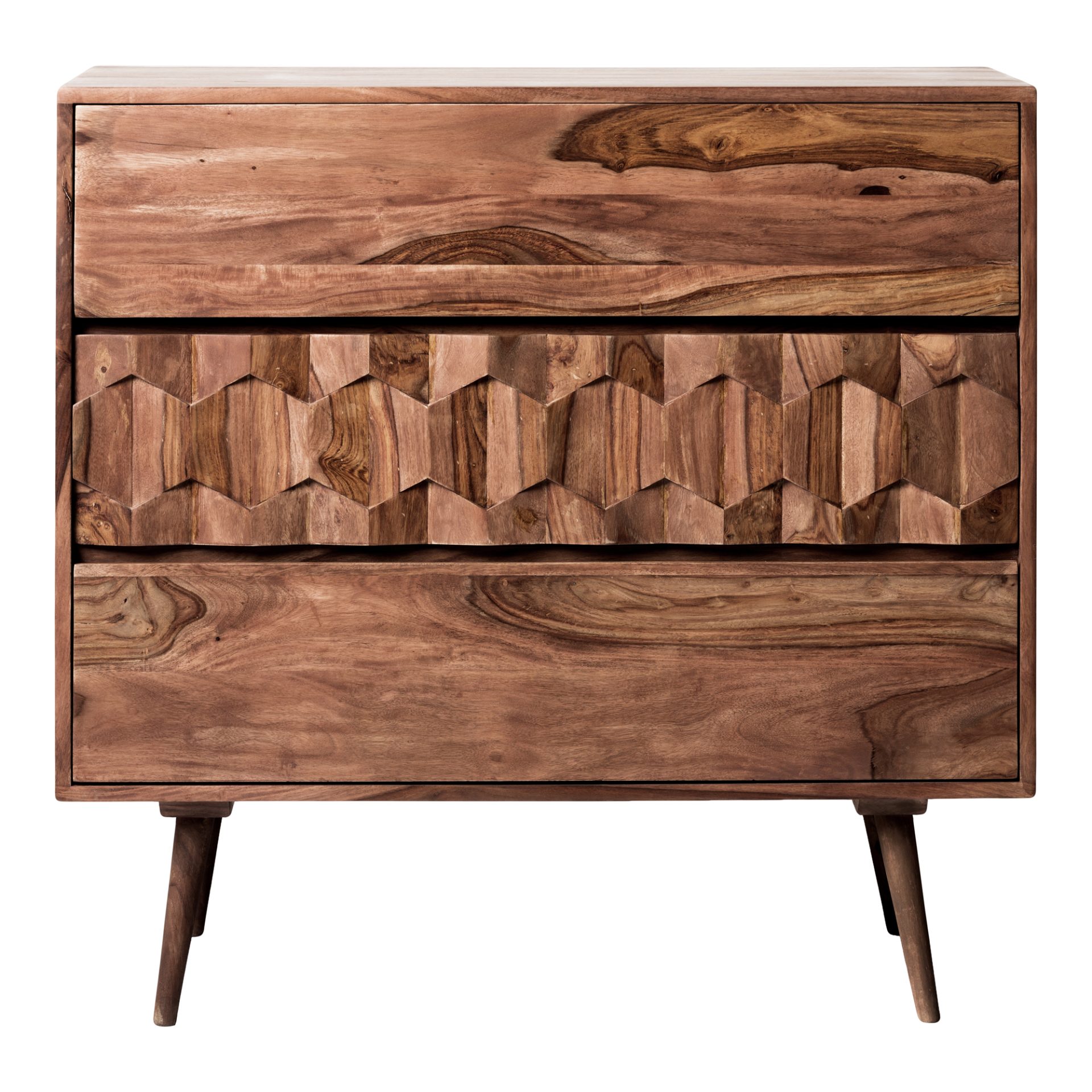 The O2 chest is a retro-inspired with a modern twist. Constructed with solid sheesham wood