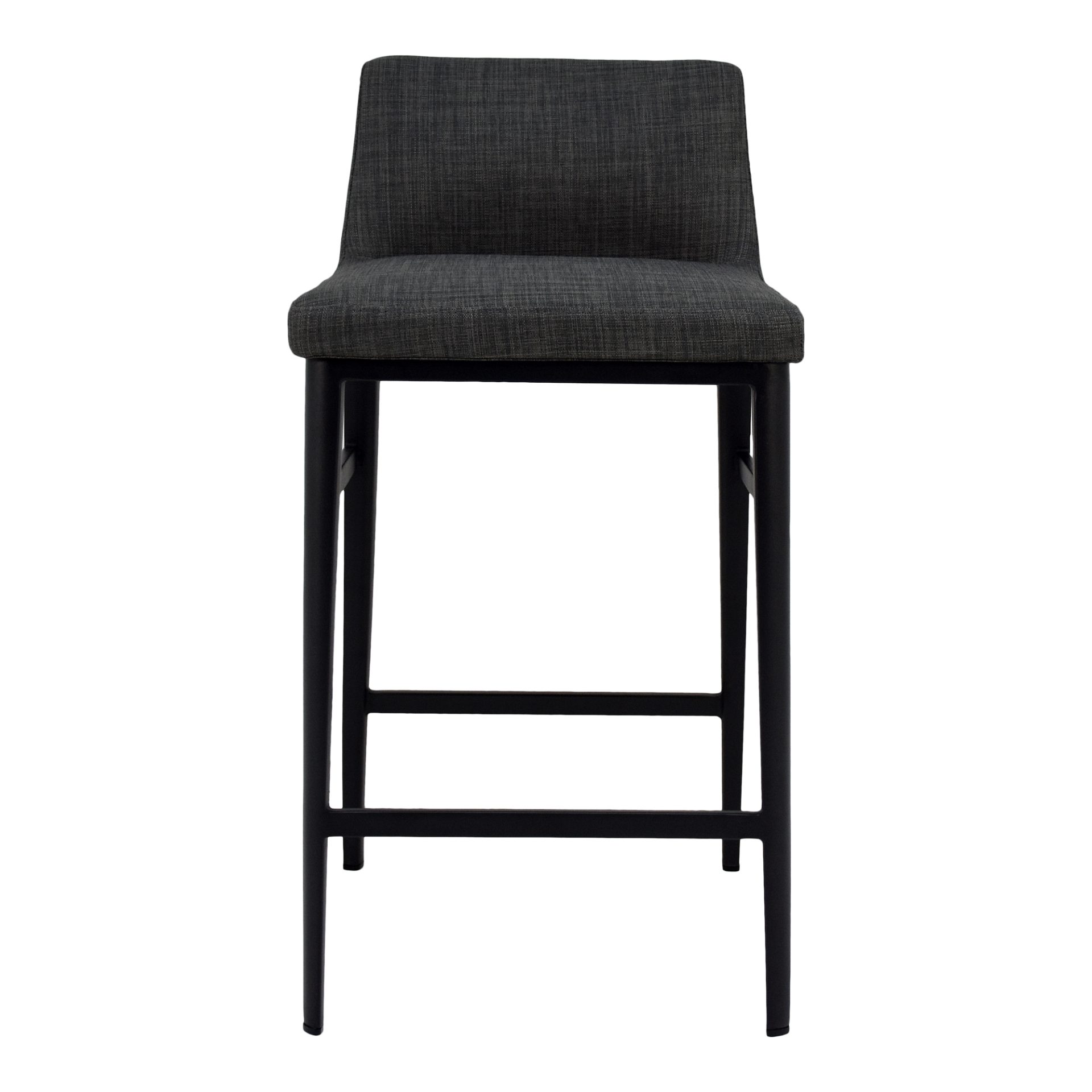 The low-backed profile of the Baron counter stool gives a stylish and compact aesthetic. The charcoal-grey mix upholstery adds texture and sophistication to your dining or kitchen space.